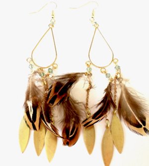 DIY Earrings Boho Triple Drop Tiger Feather