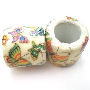 Ceramic Bead 1980s Decal Butterflies