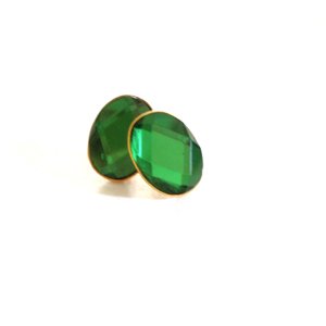 1980s Stud Earrings Emerald Green