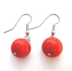 Retro Style Round Drop Red Earrings