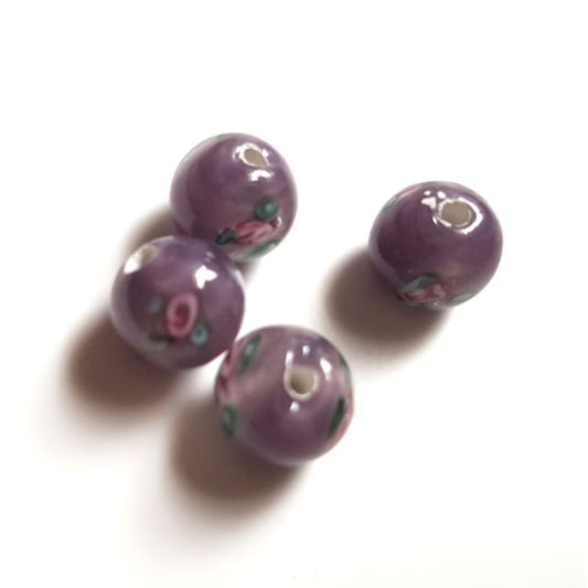 Handmade Czech Rose Glass Bead 8mm Light Purple