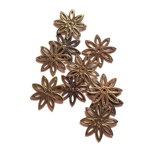 Filligree Brass Stamping Snowflake Antique Brass 16mm