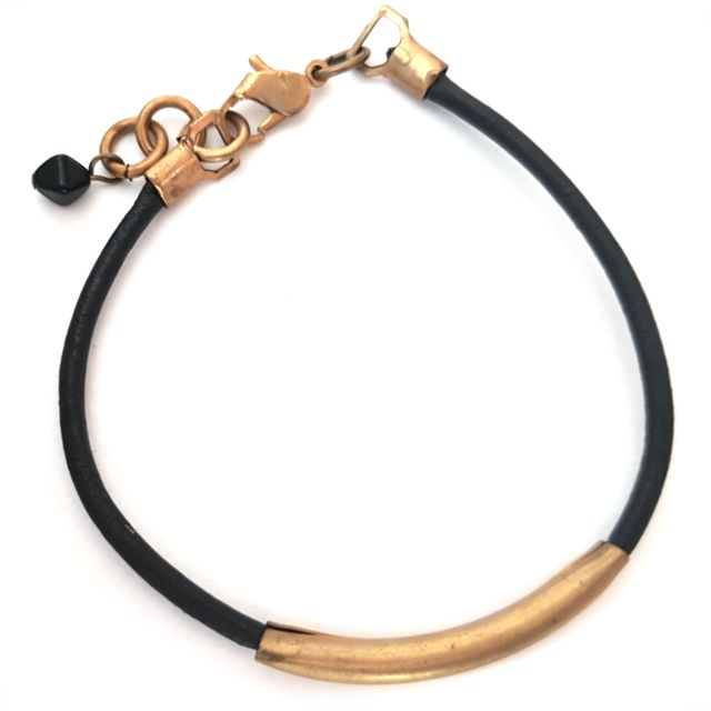 Boheme Bracelet Leather with Vintage Brass Bar