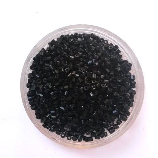 10 0 Black Opaque Two Cut Hex Czech Seed Bead