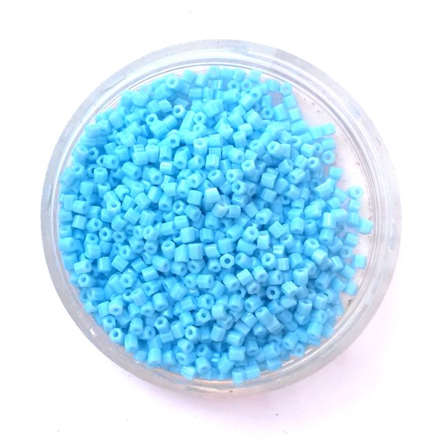 10 0 Turquoise Light Opaque Two Cut Hex Czech Seed Bead
