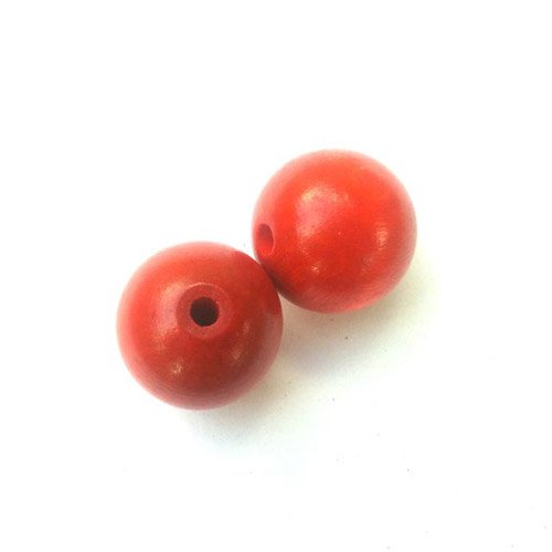 Wooden Bead Round Red 18mm