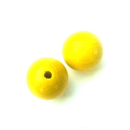 Wooden Bead Round Yellow 18mm