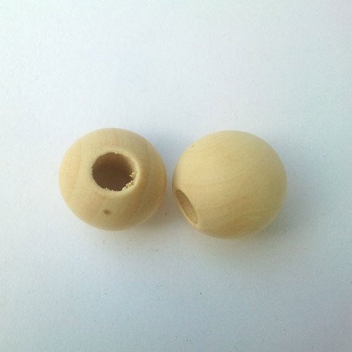 Wooden Bead Round 20mm Raw Large Hole
