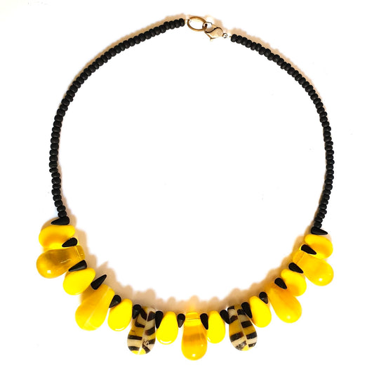 African Trade Bead Yellow Necklace