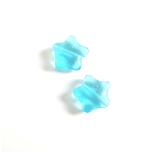 Aquamarine Star 12mm Transparent Czech Glass Bead
