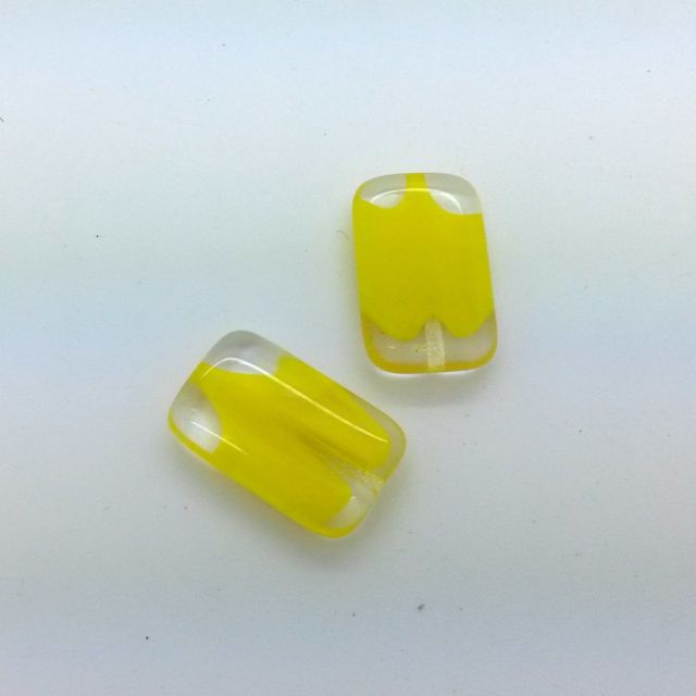 Rectangle 16x10mm Yellow Mix Czech Glass Bead