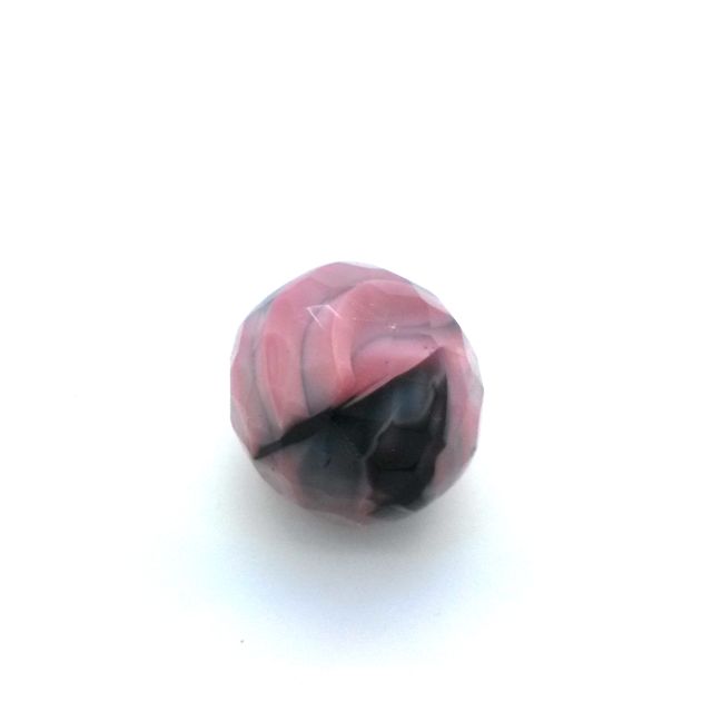 22mm Mixed Pink Grey Opaque Czech Fire Polished Glass Bead