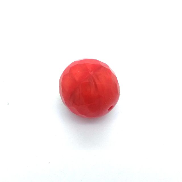 22mm Silk Red Coral Czech Fire Polished Bead