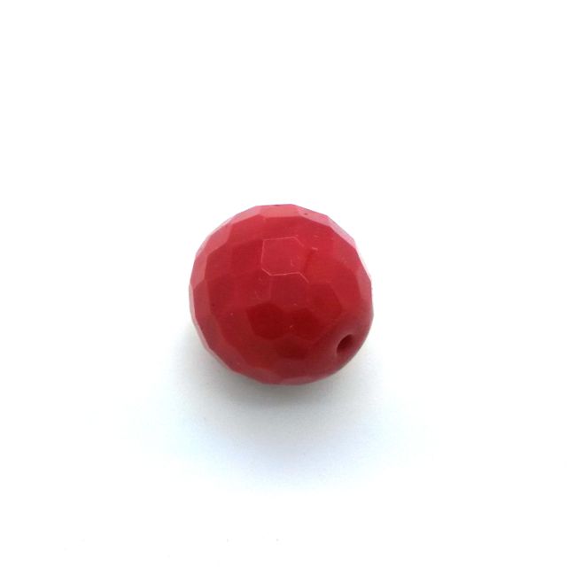 20mm Opaque Czech Fire Polished Glass Bead Red