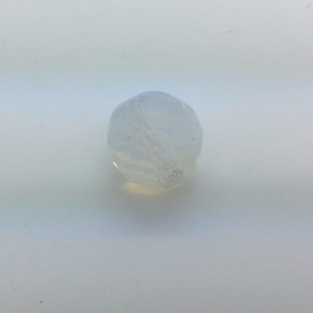 18mm Opalino Czech Fire Polished Glass Bead White