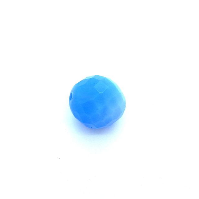 18mm Opalino Czech Fire Polished Glass Bead Blue