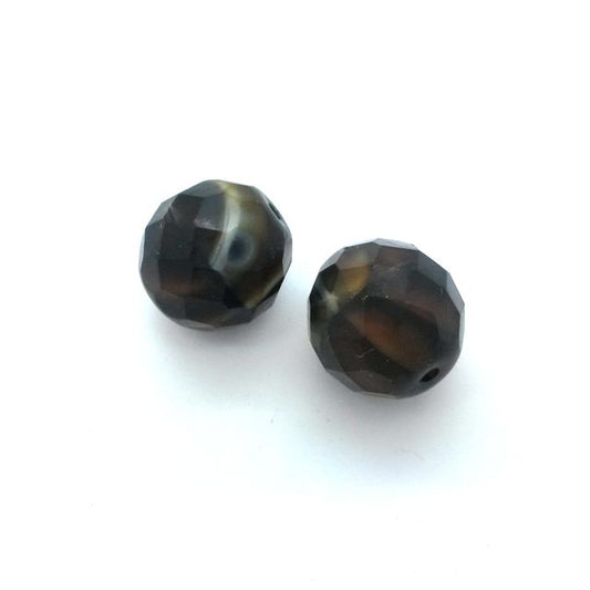 14mm Mixed Tigers Eye Czech Fire Polished Bead