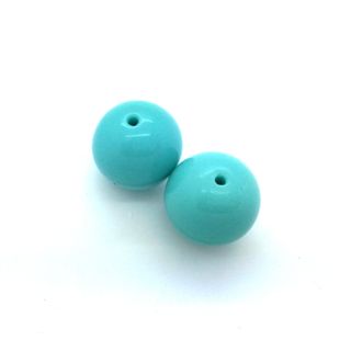 14mm Blue Turquoise Round Czech Glass Bead