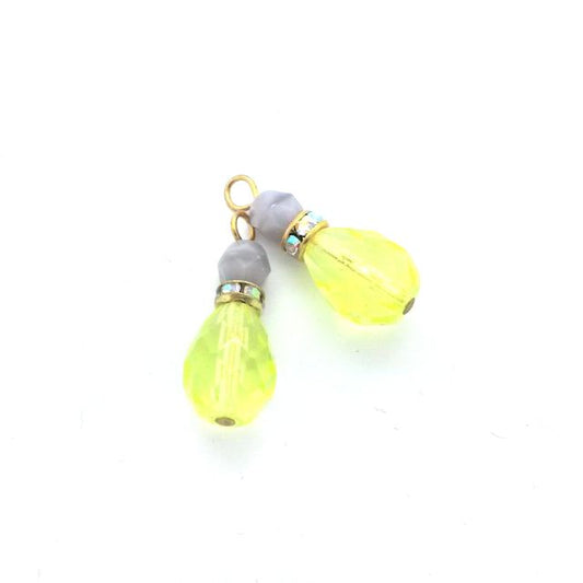 Pretty Vintage Style Crystal Drops Gold Jonquil Amethyst