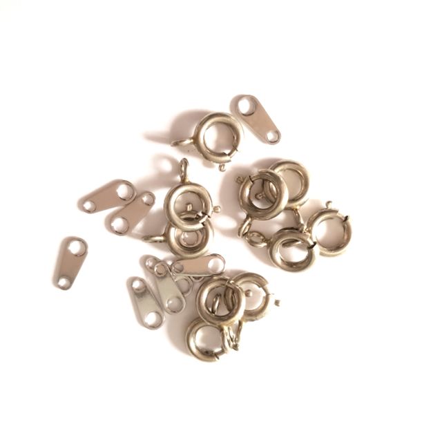 Jewellery Clasp Bolt Ring and Tag Nickel Colour 7mm
