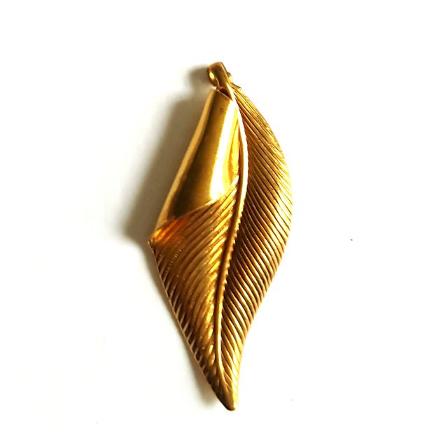 Leaf Pendant Brass Stamping Vintage