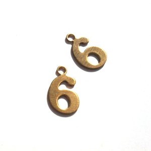 Number 6 Brass Charm 12mm