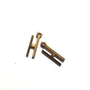 Initial H Delicate Raw Brass Charm Alphabet Letter H 15mm