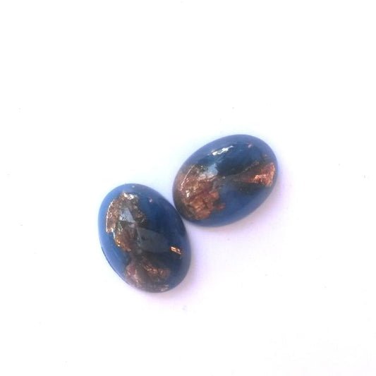 Cabochon Glass Oval 18x13mm Lapis Gold