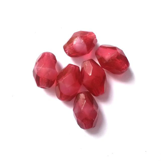 11x8mm Oval Cherry Mix Czech Fire Polished Bead