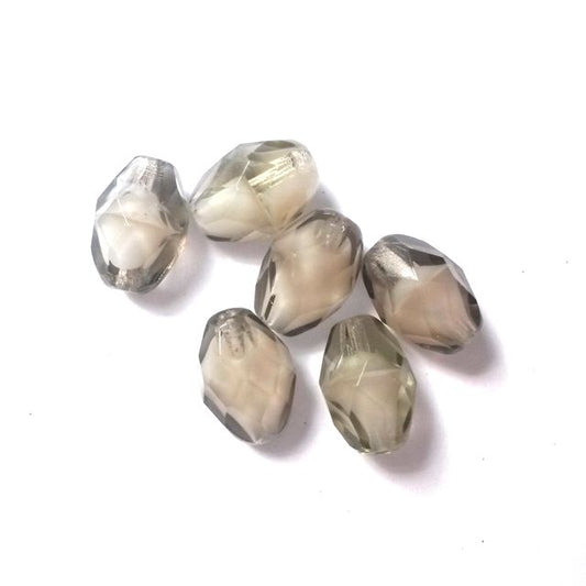 11x8mm Oval Grey Mix Czech Fire Polished Bead