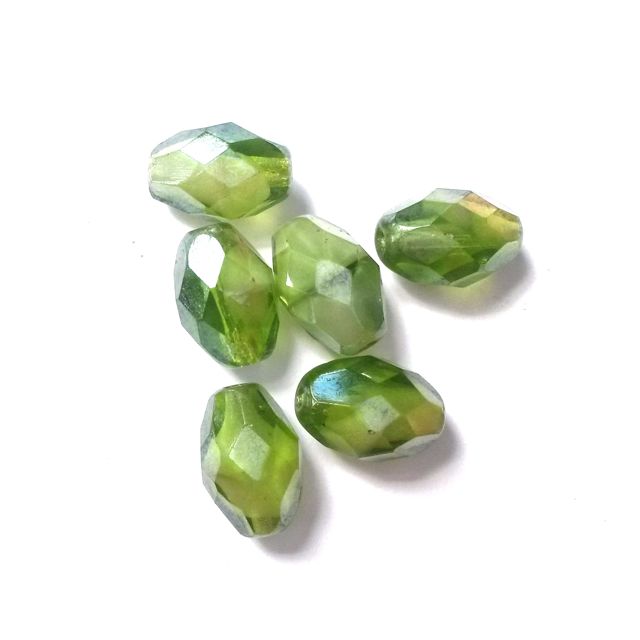 11x8mm Oval Olive Lustred Mix Czech Fire Polished Bead