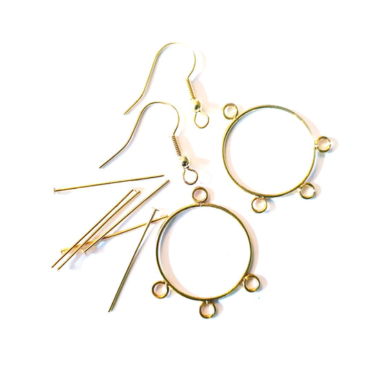 Chandelier Round Drop Earring Frame Gold Plate Kit