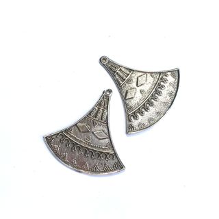 Charm Egyptian Fan Antique Silver Plating Cast 40x38mm