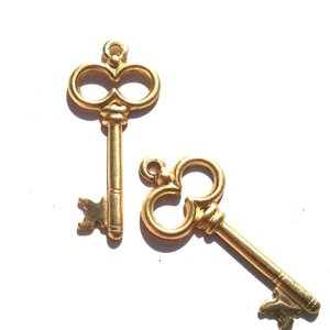 Charm Key Brass Stamping 30mm
