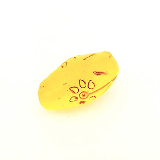 Clay Chunky Oval Yellow 27x16mm Carved