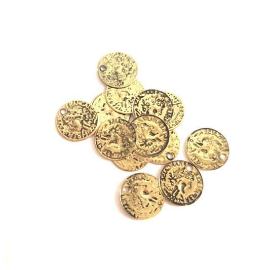 Charm Coin Gold Antique Plated 10mm
