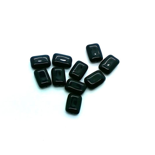 Flat Pellet 12x8mm Black Opaque Czech Glass Bead