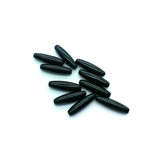 Black Elongated Oval 22x5mm Czech Glass Bead