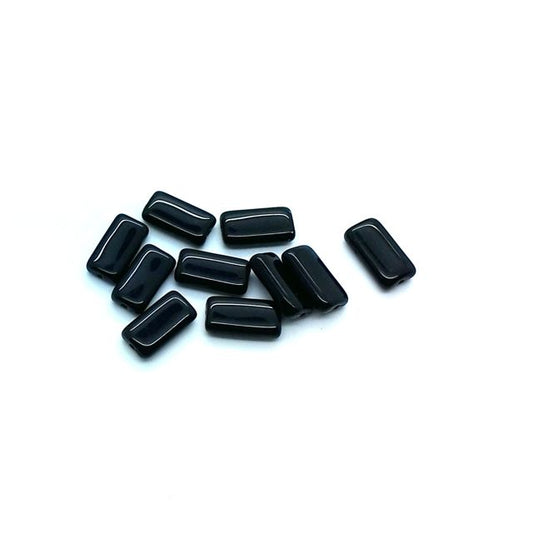 Rectangle 15x9mm Black Opaque Czech Glass