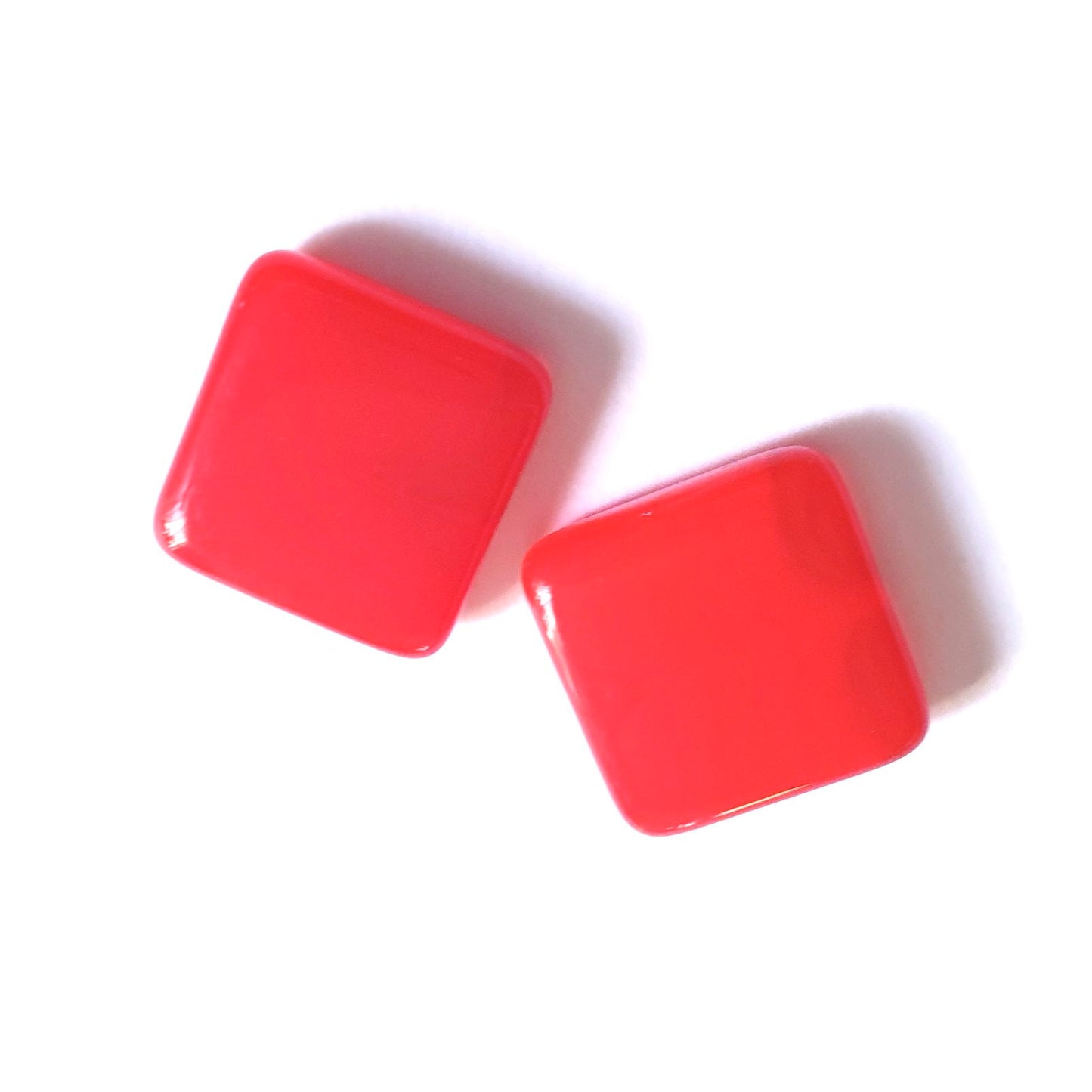 Square 20mm Red Opalino Czech Glass Bead