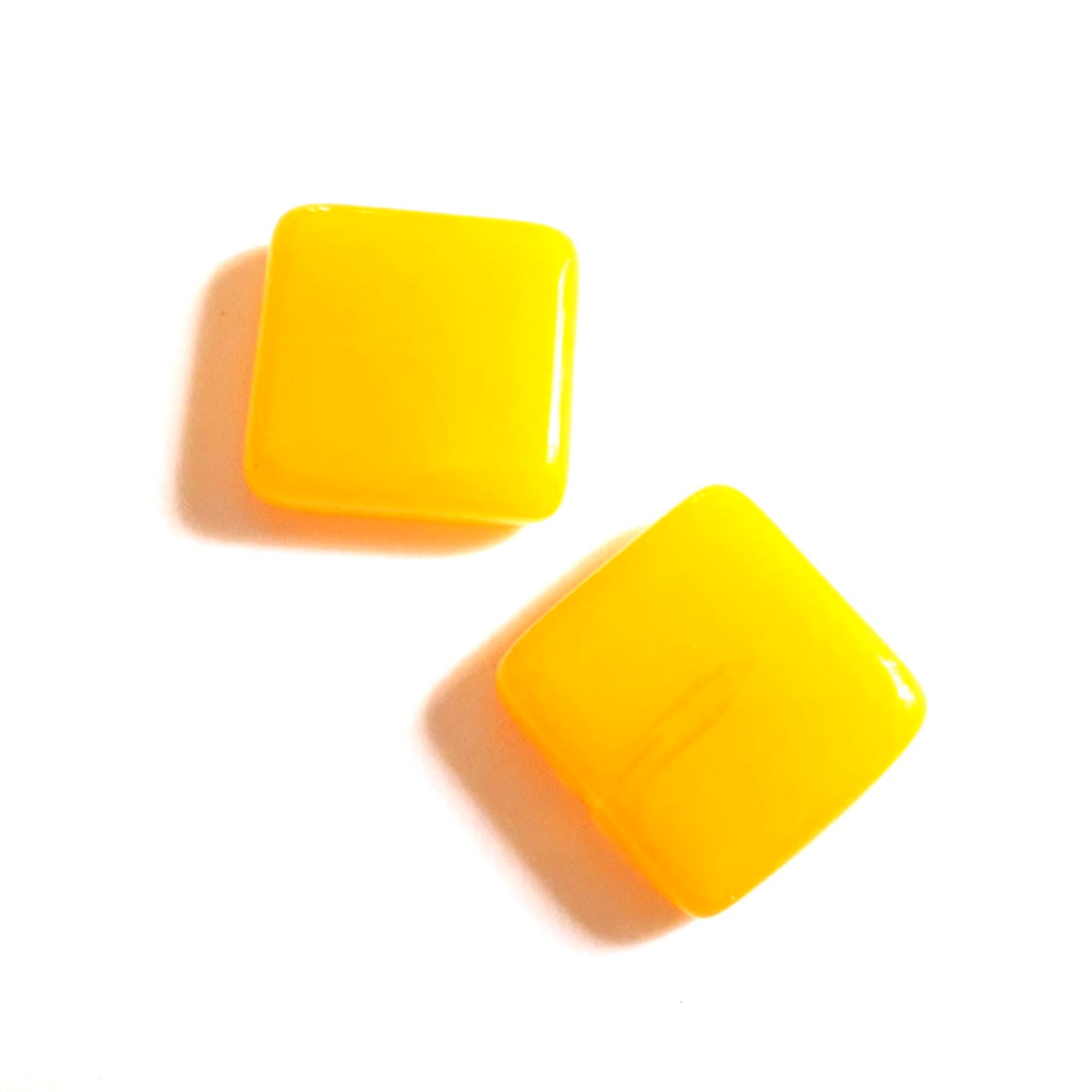 Square 20mm Yellow Opalino Czech Glass Bead
