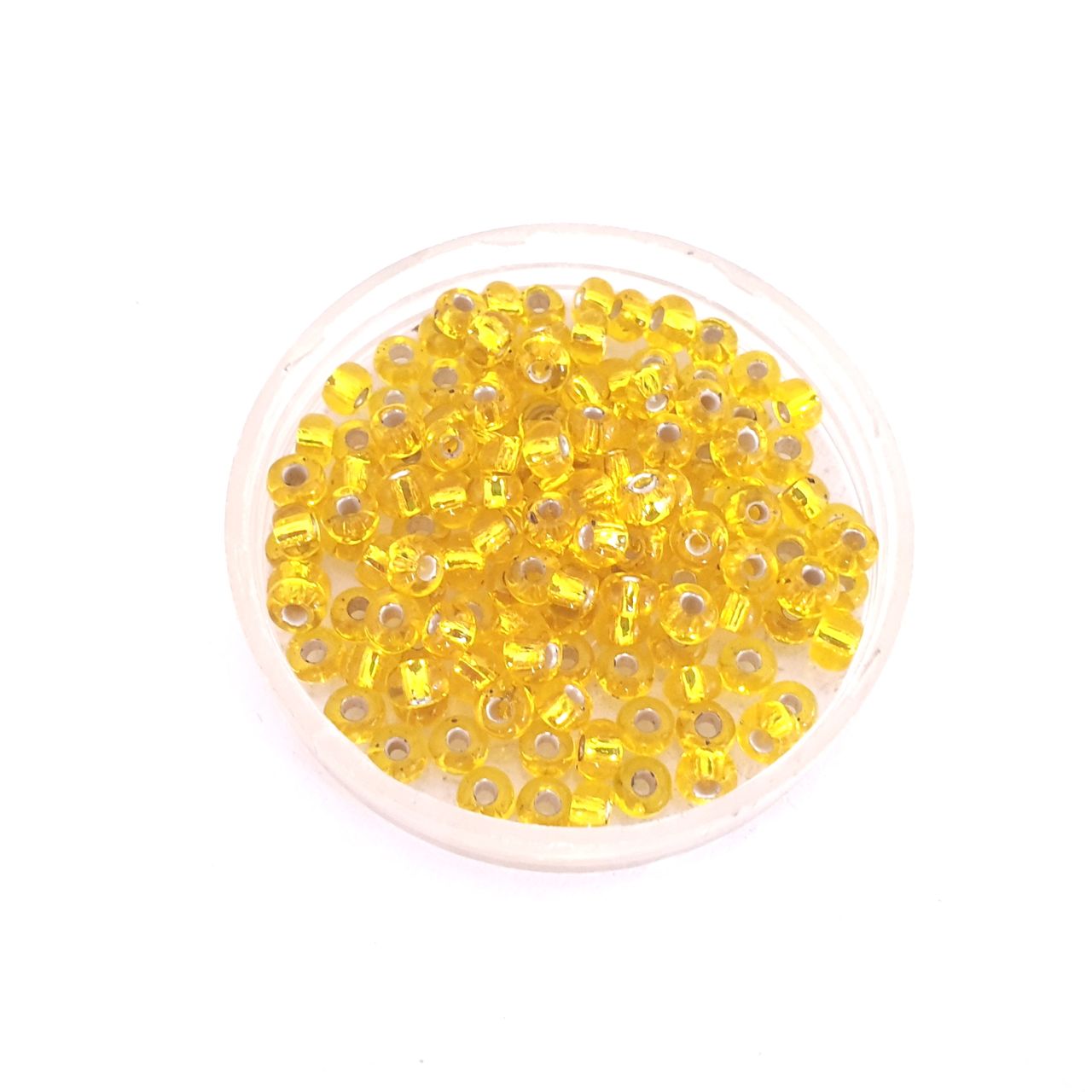 5 0 4.5mm Yellow Silver Lined Czech Seed Bead