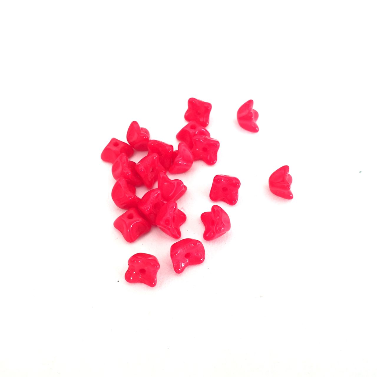 Red Cupped Bell Flower 6mm Opaque Czech Glass Bead