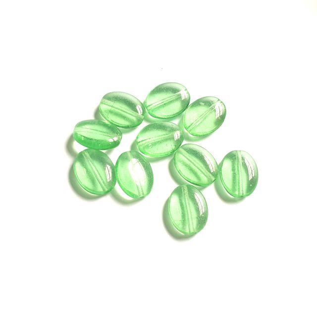 Flat Oval Mint Green 11x9mm Czech Glass Beads