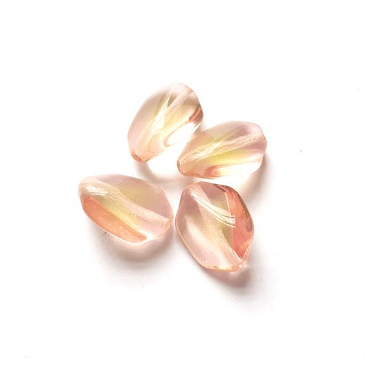 Shield Twist 15x10mm Pink Jonquil Mix Czech Glass Bead