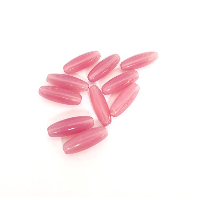 Pink Oval 17x6mm Opalino Czech Glass Bead