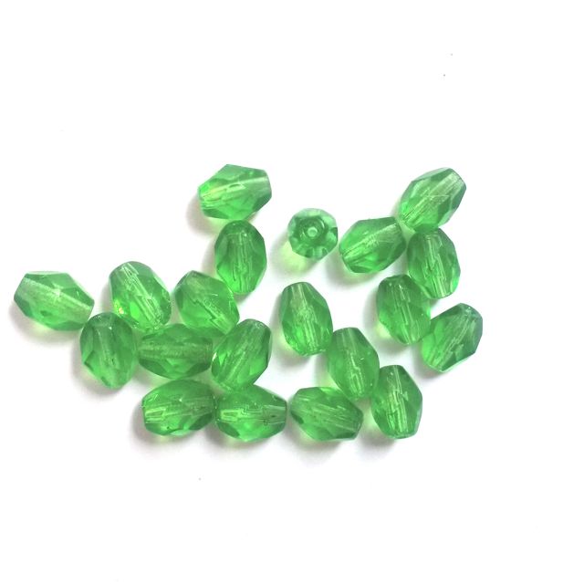 8x6mm Oval Mint Green Czech Fire Polished Glass Bead