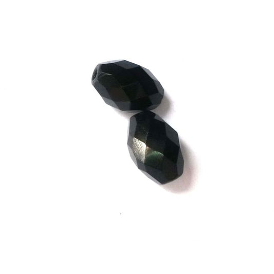 13x10mm Oval Jet Black Czech Fire Polished Bead