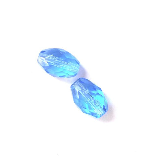 13x10mm Oval Sapphire Transparent Czech Fire Polished Bead