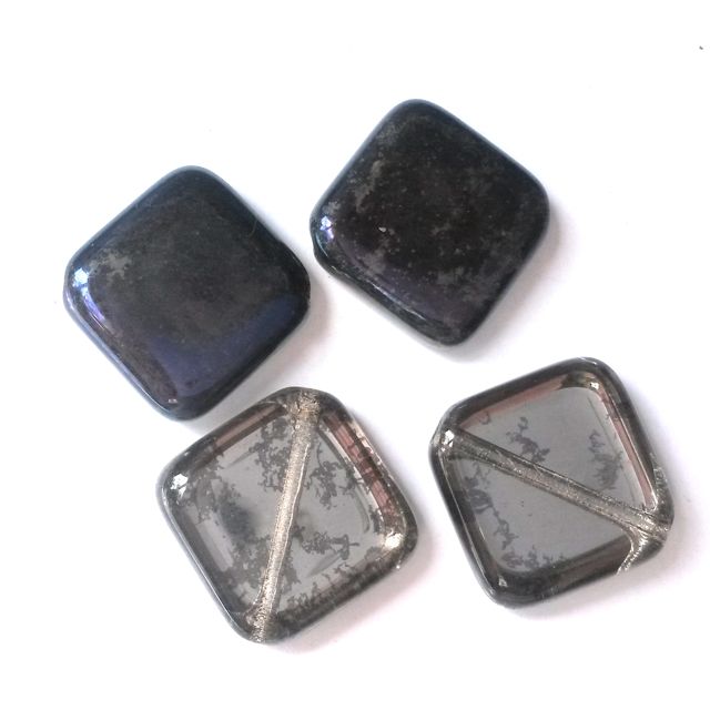 Grey Diamond 20mm Metallic Czech Glass Beads